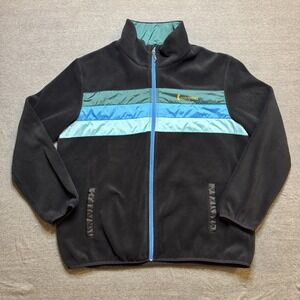 Cotopaxi Teca Fleece Jacket Mens MXL Black Taffeta Stripes Mock Neck Full Zip